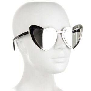 YSL Saint Laurent Cat-Eye Heart Sunglasses in Silver